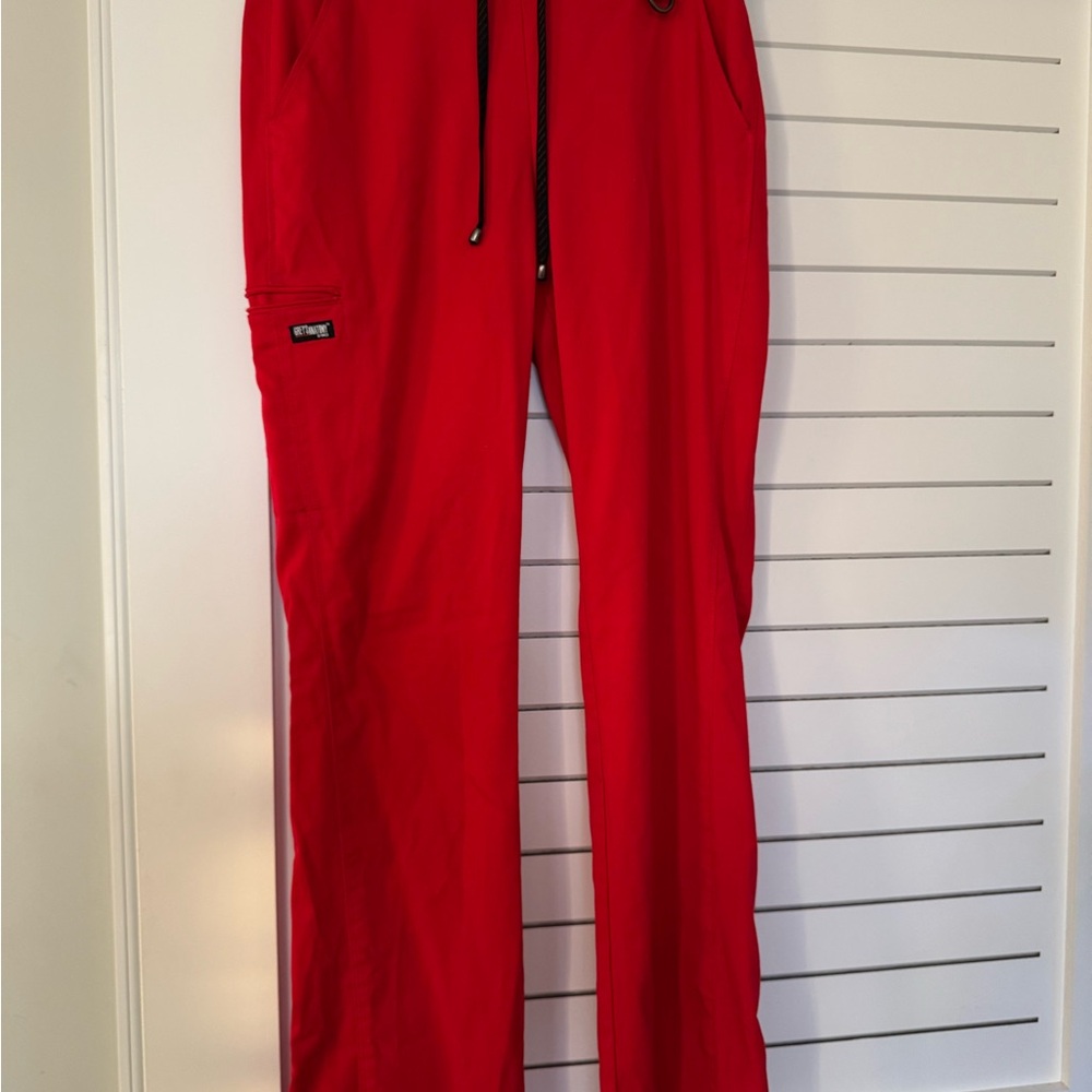 Greys Anatomy Spandex Stretch SMALL red Scrub Pants